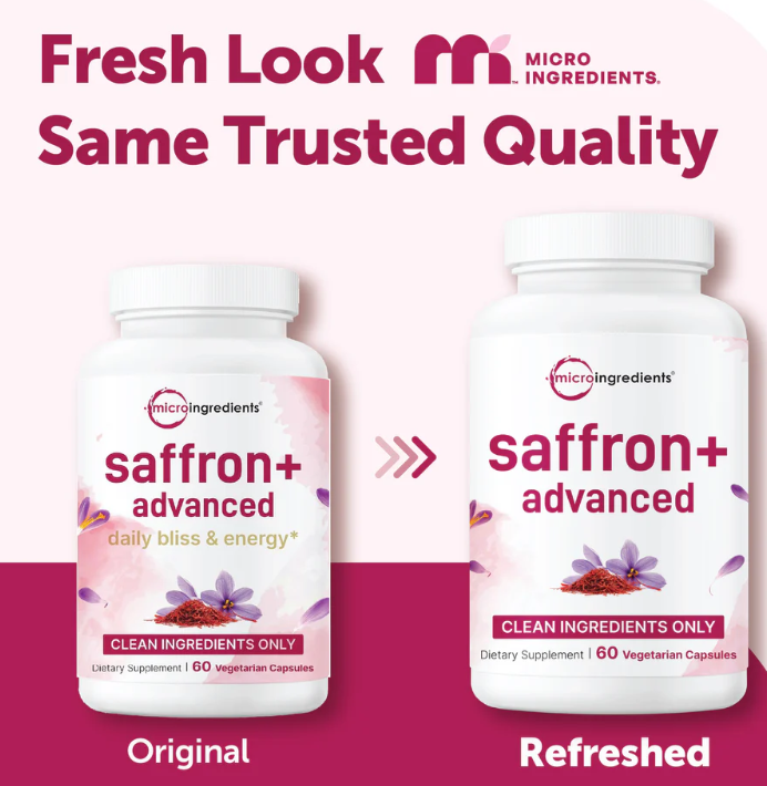 Micro Ingredients Saffron+ Advanced Supplements, 60 Vegetarian Capsules