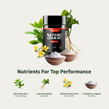 Snap Supplements Nitric Oxide Booster for Men & Women, 60 Vegan Capsules