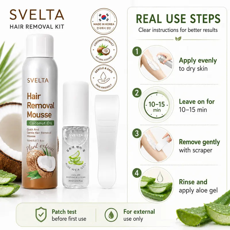 SVELTA Korean Bikini Hair Removal Cream Mousse Kit for Sensitive Skin