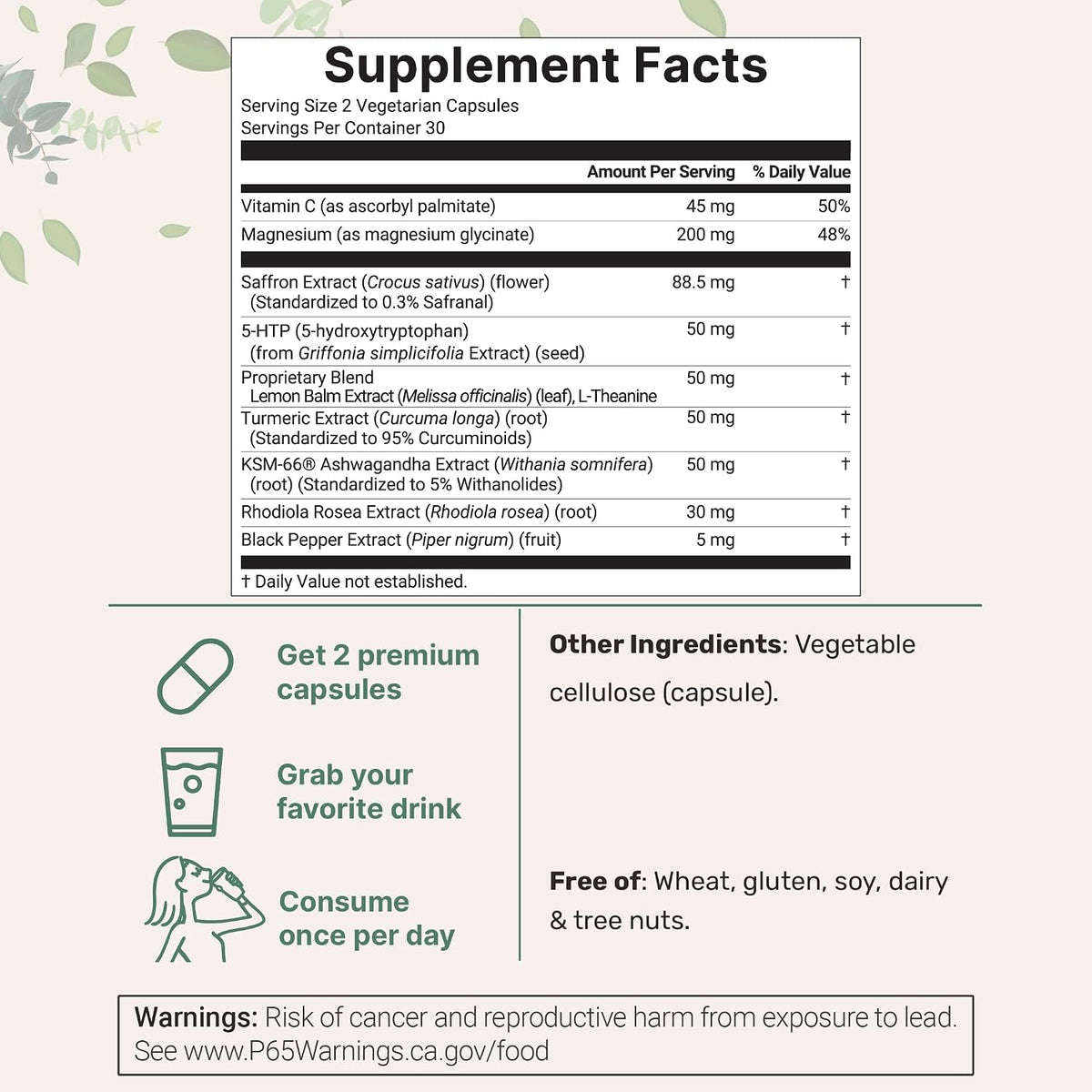 Micro Ingredients Saffron+ Advanced Supplements, 60 Vegetarian Capsules
