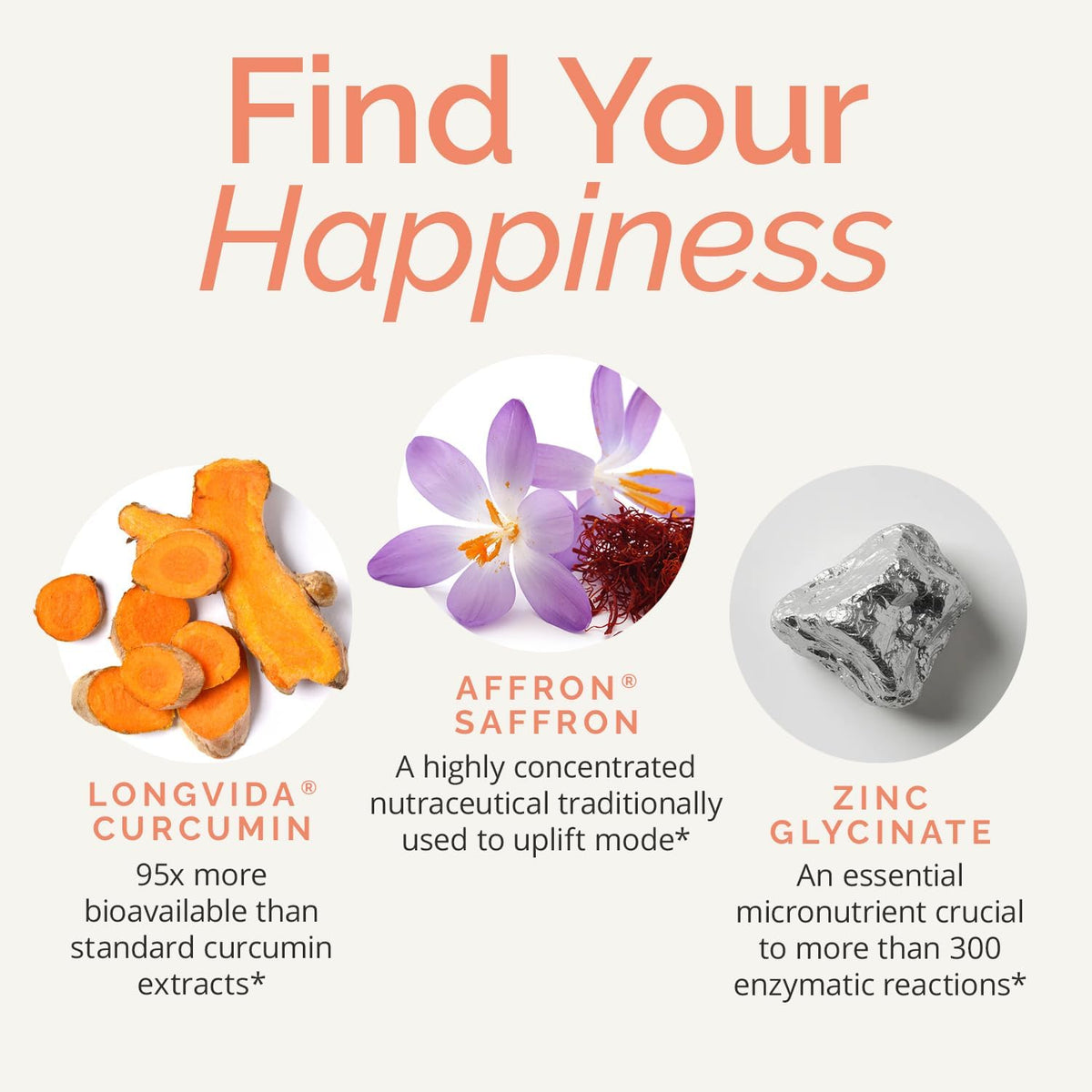 BrainMD Dr Amen Happy Saffron Plus - 90 Capsules - with Saffron Flower Extract, Curcumin & Zinc - Vegan, Gluten Free - 30 Servings