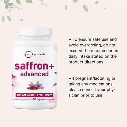 Micro Ingredients Saffron+ Advanced Supplements, 60 Vegetarian Capsules