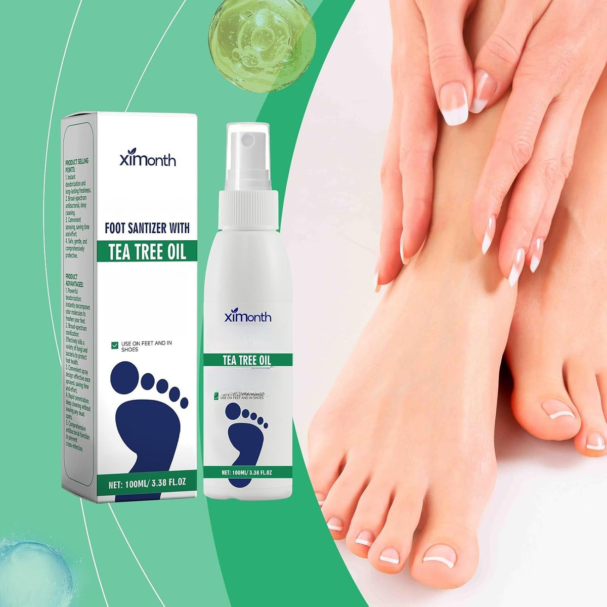 Ximonth Tea Tree Oil Foot Sanitizer Spray, 100 ml