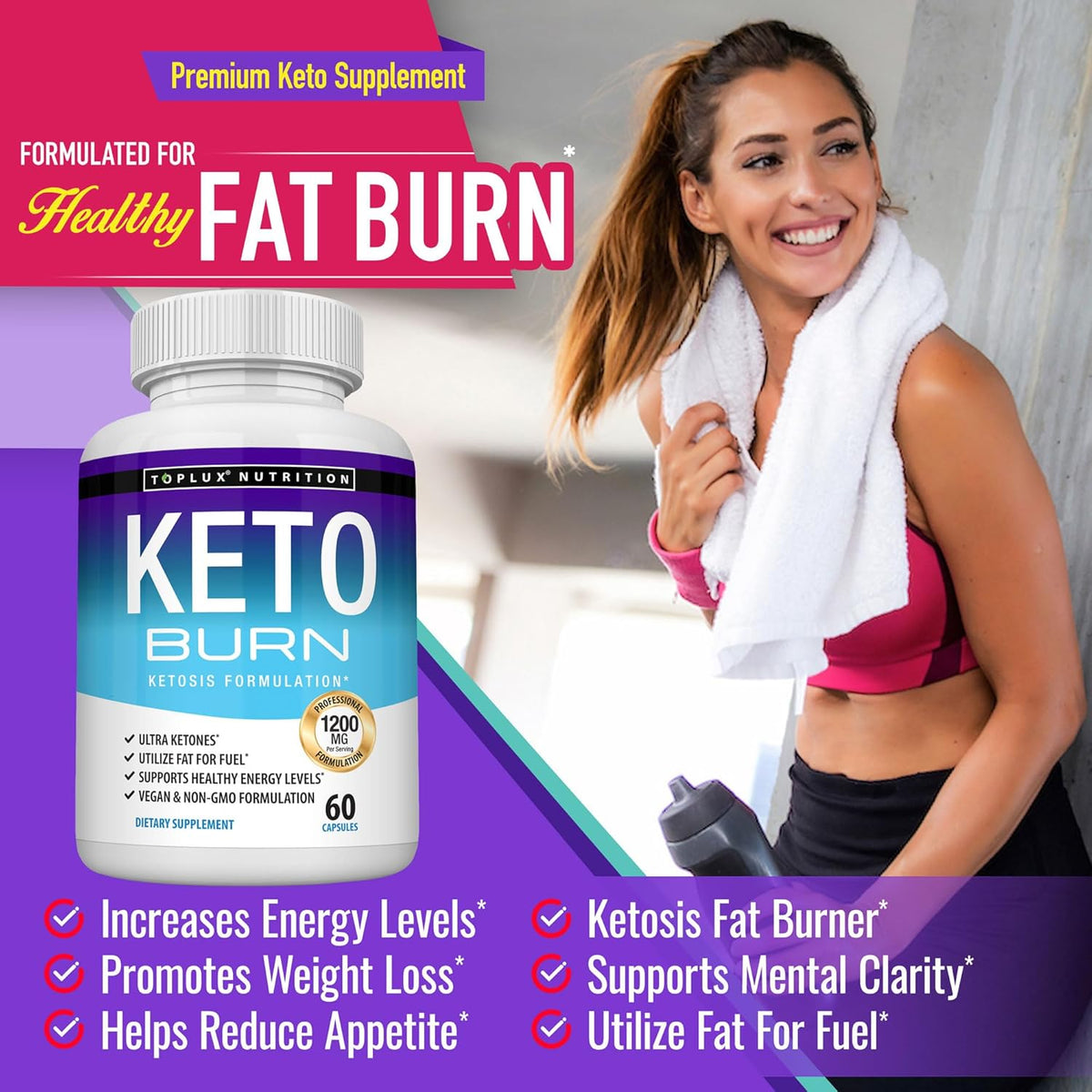 Keto Burn Pills Ketosis - 1200 Mg Ultra Advanced Natural Ketogenic Using Ketone Diet Support Energy Focus Men W-Shopomen 60 Capsules-Shop