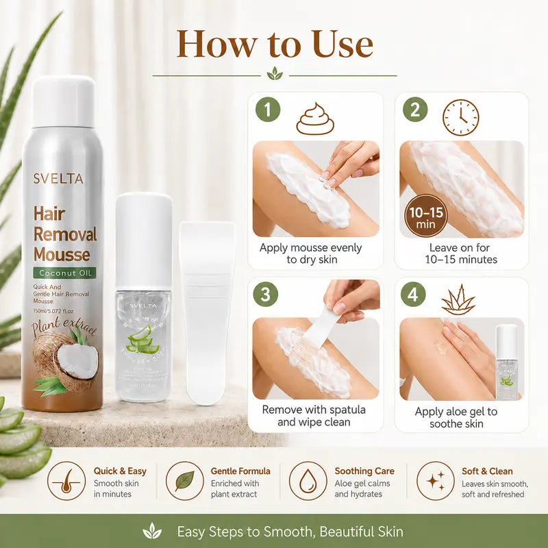 SVELTA Korean Bikini Hair Removal Cream Mousse Kit for Sensitive Skin